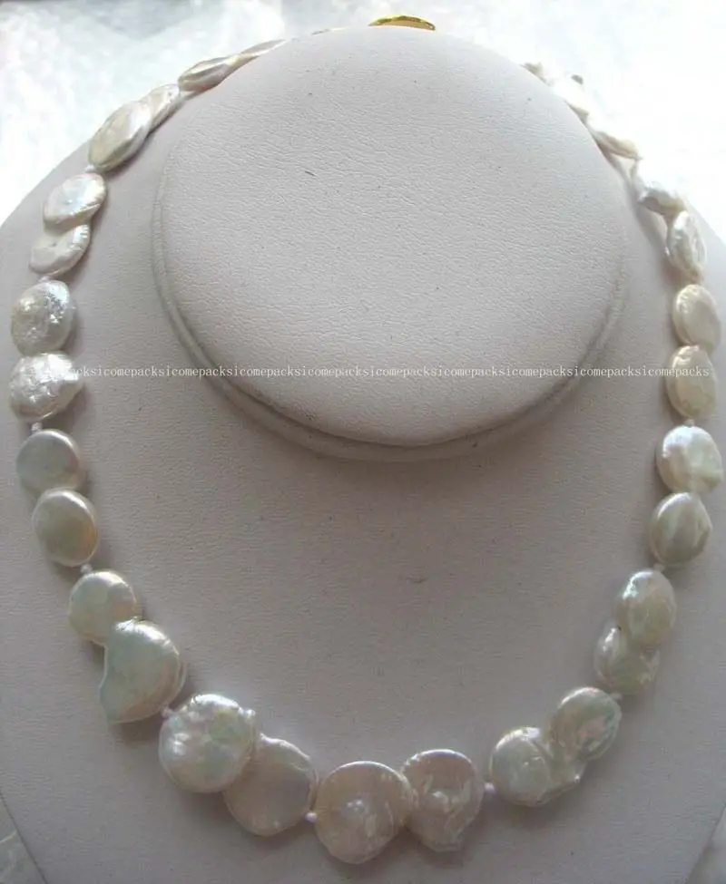

wholesale 20-25mm freshwater pearl white baroque necklace 16.5 "