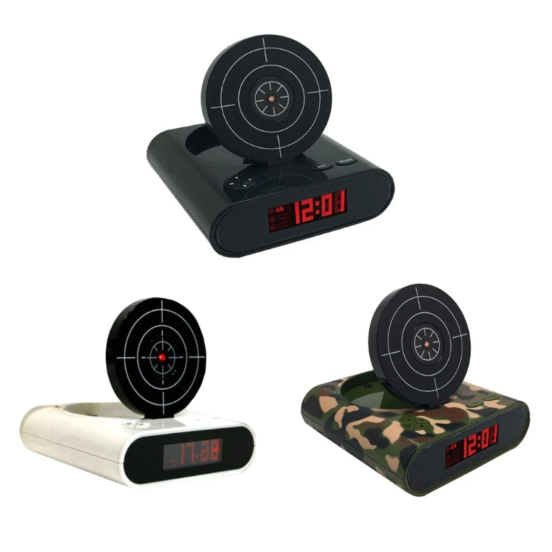

News 2020 Electronics Desk Clock Digital Gun Alarm Clock Gadget Target-Laser shooting For Children's Alarm Clock Table Awakening