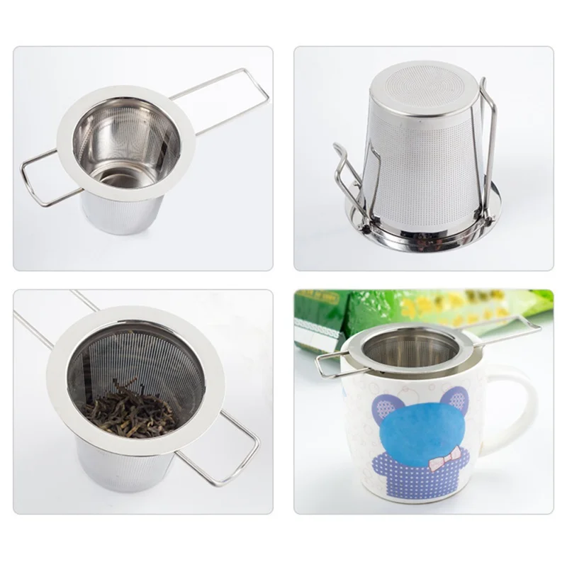 

304 Stainless Steel Metal Tea Infusers With Handle Foldable Household Tea Strainer For Loose Leaf