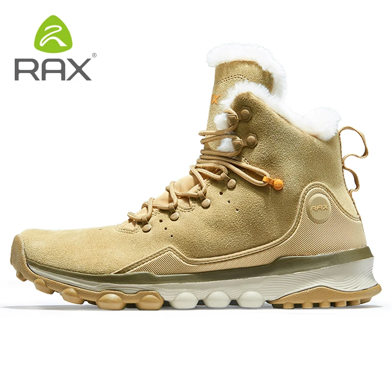 RAX Men's Hiking Shoes Latest Snowboot Anti-slip Boot Plush Lining  Mid-high Classic Style Hiking Boots for Professional Men