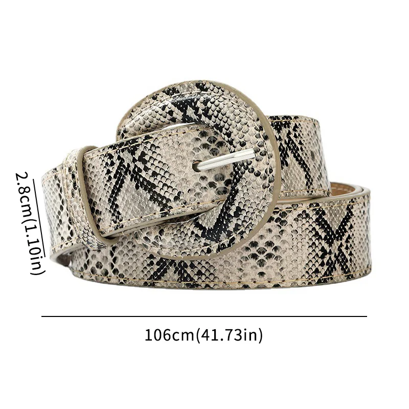 

PU Leather Pants Jeans Belts Strap Round Pin Buckle Women Belts Snake Leopard Print Female Waist Belt