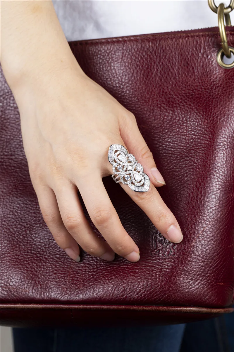 Богемное большое Сверкающее кольцо из стерлингового серебра 925 пробы для женщин