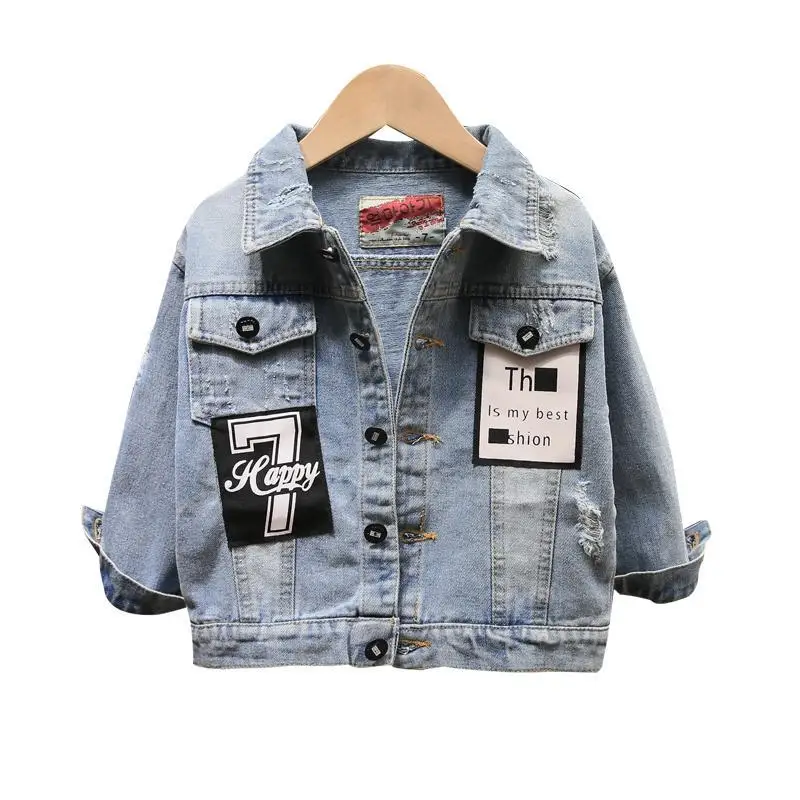Джинсовая куртка для маленьких мальчиков От 2 до 7 лет одежда детей Сезон весна