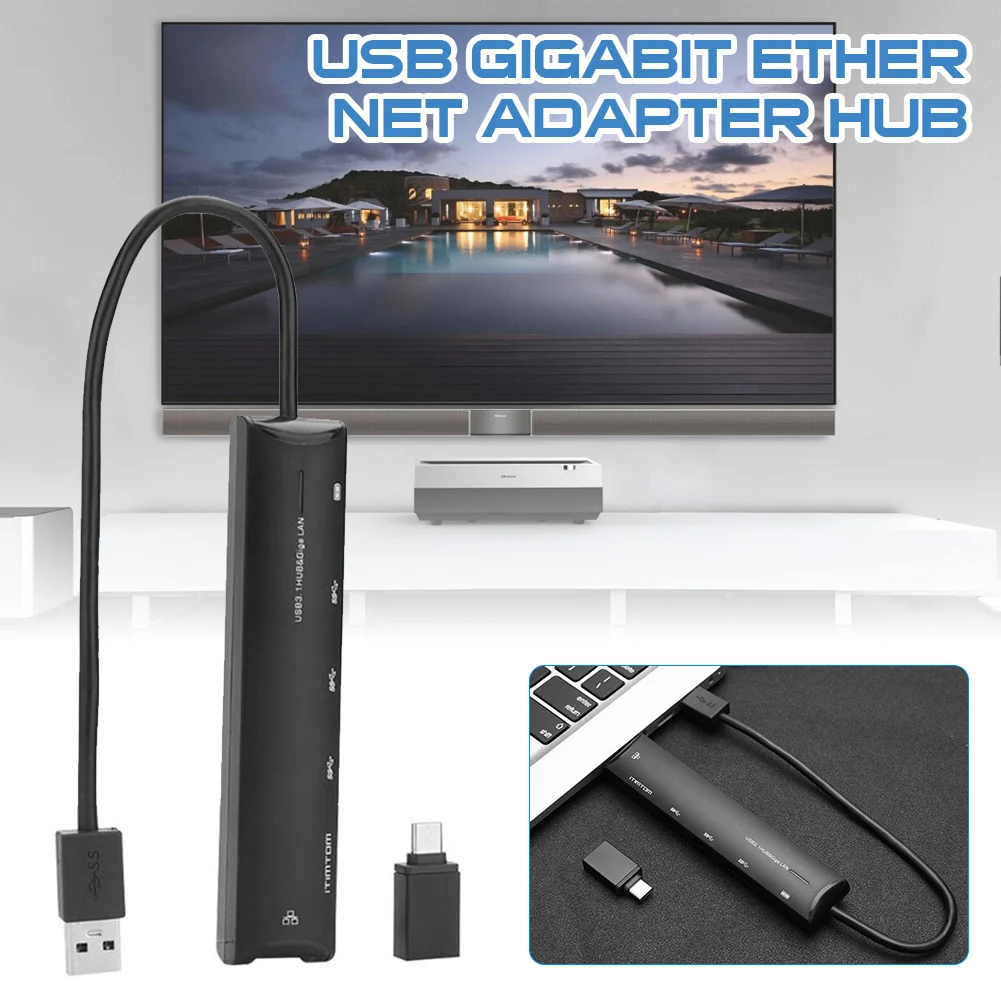 

USB 3,1 к 10/100/1000 гигабитный Ethernet контроллер Интернет адаптер концентратор с 3 портами USB Поддержка порта к адаптеру Type-C