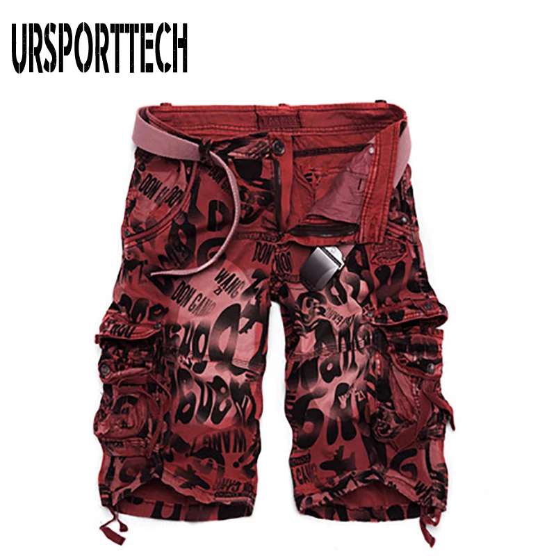 URSPORTTECH Plus Size Summer Mens Cargo Shorts Male Camouflage Short Pants Men Loose Casual Military Sport Trousers | Мужская одежда
