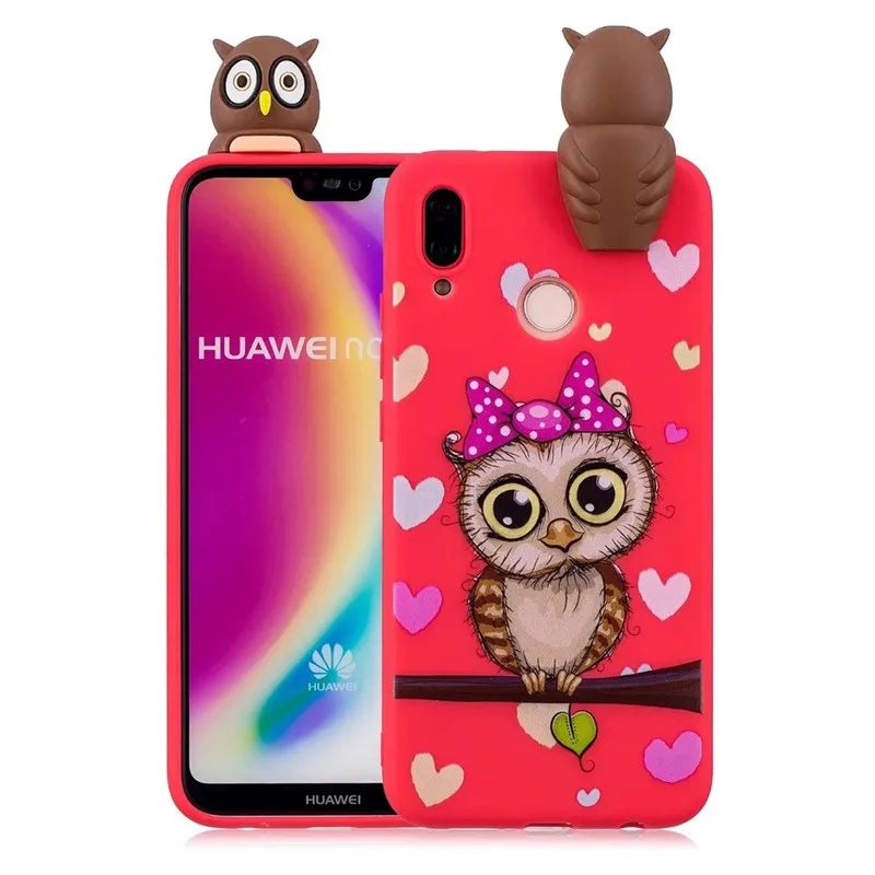 3D Мягкий Силиконовый ТПУ чехол для Huawei P30 Lite милый с пандой совой единорогом