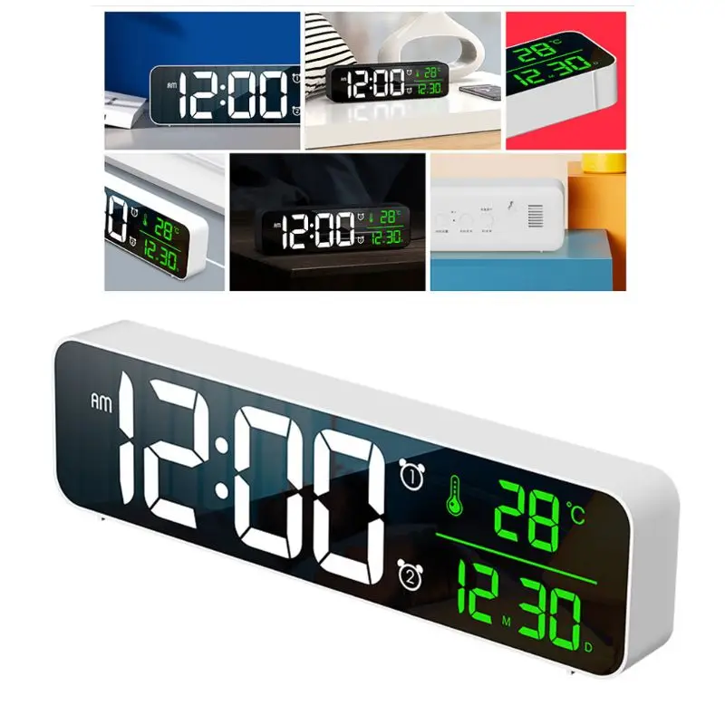 

Music LED Digital Alarm Clock Snooze Temperature Date Display Desktop Snooze Electronic USB Clocks Home Living Room Decoration