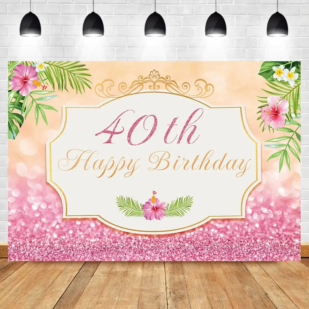 

Фон Nitree 40 с днем рождения, сорок день рождения, розовые цветы, боке, блестящий фон для фотографии, десерт, стол, Декор, реквизит