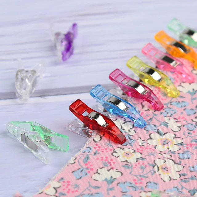 MIUSIE 20 PCS Fabric Clips Garment Clip Plastic Clips Colorful Sewing Clips  For Patchwork Decoration Clamp Clothes