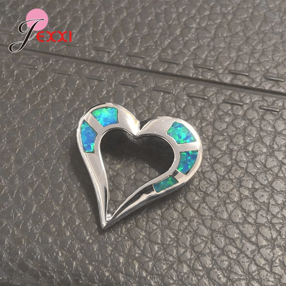 

Luxury 925 Sterling Silver Pendant Opal Necklaces Wedding Engagement Charm Chain Necklace Lovers Jewelry