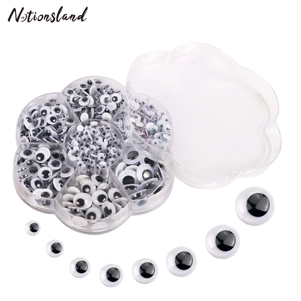 

800pcs Movable Eyes Plastic Wiggle Eyes Assorted Sizes with Storage Box for DIY Craft Scrapbooking Decor Sewing Supplies
