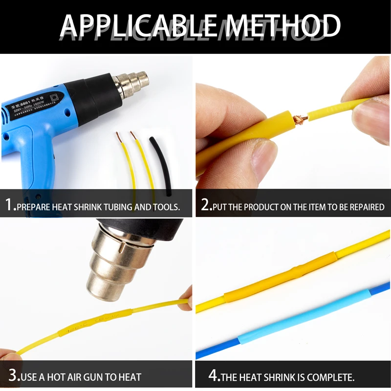 127 шт./пакет Термоусаживаемая трубка комплект термоусадочная упаковка различных