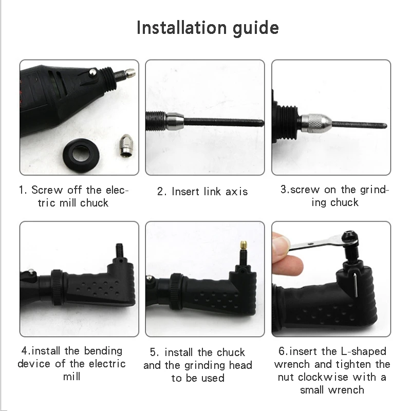 

Right Angle Converter Attachment for Tool Accessories Rotary Tools Electric Grinder Kit