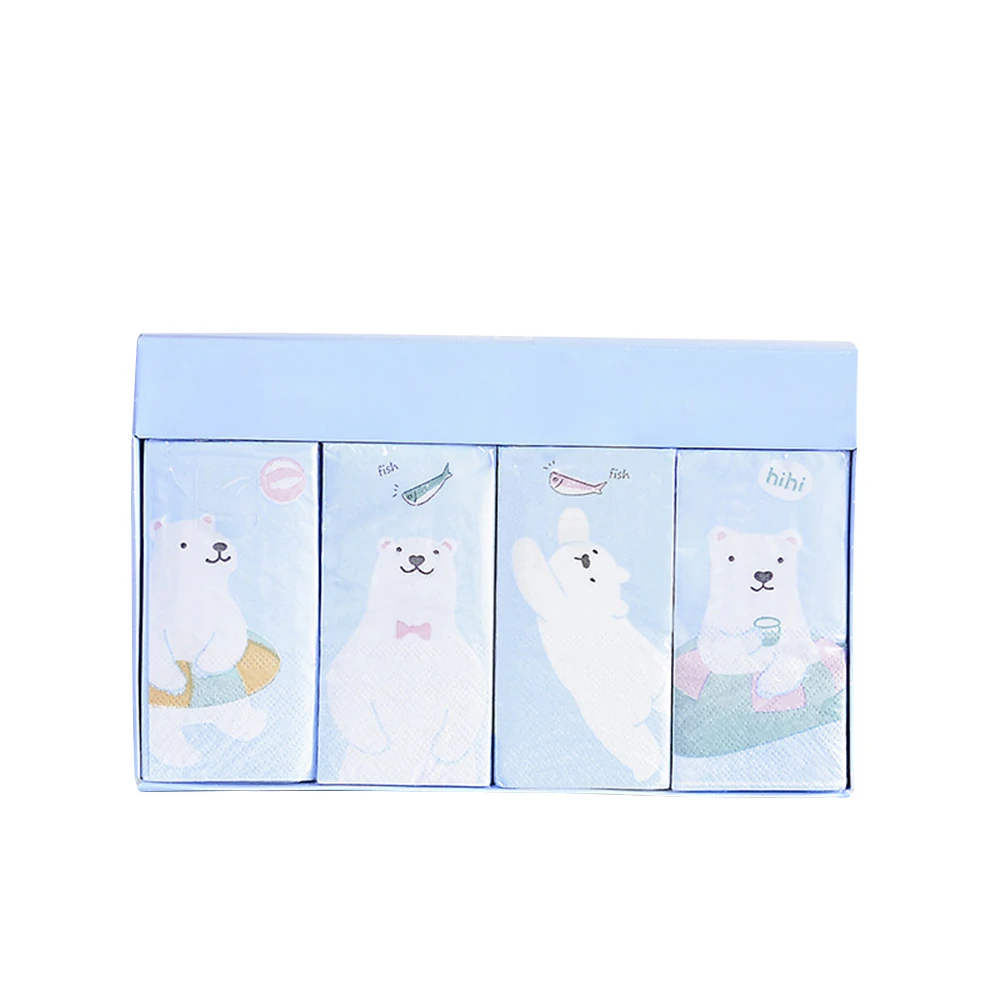 8 упаковок/коробка мини-салфетки бумага с мультяшным принтом редиса 100% салфетки