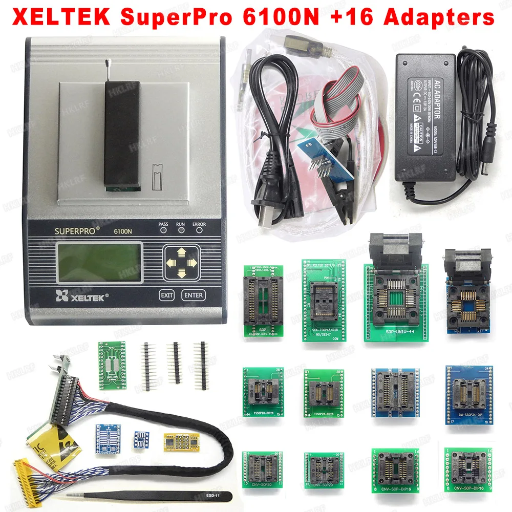 И XELTEK SUPERPRO 6100 6100N Универсальный IC чип устройство Программист Новейшая версия+ 16 адаптеров+ кабель EDID