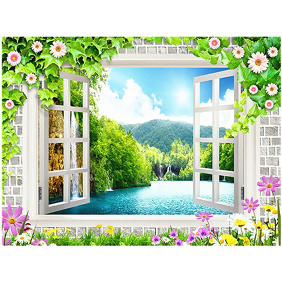 

Square Diamond 5D DIY Diamond Painting Window Landscape Sea View Sunset Embroidery Cross Stitch Kit Home Decoration Gift Mosaic