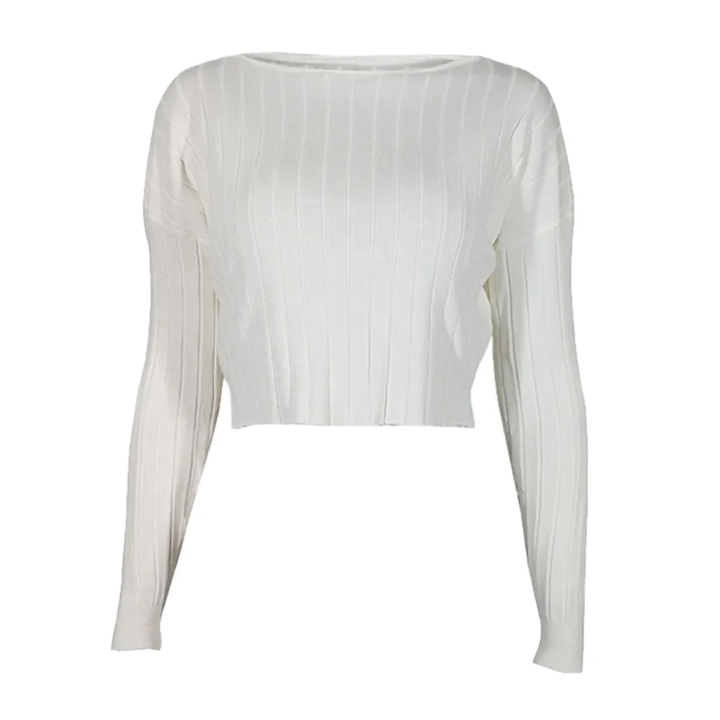 Женская футболка в полоску с длинным рукавом и круглым вырезом | одежда