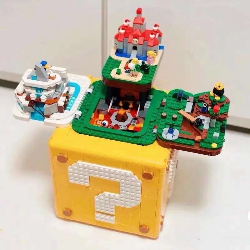 

New LepinnBlocks Super Marioed Model 64 Question Blocks Tv Game Compatible 71395 Building Blocks Bricks DIY Toys For Boys Gifts