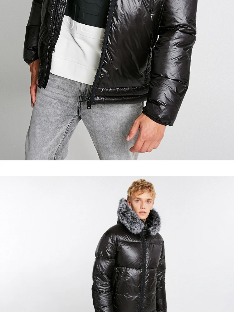 JackJones мужской зимний пуховик с капюшоном и воротником из лисьего меха 218412521