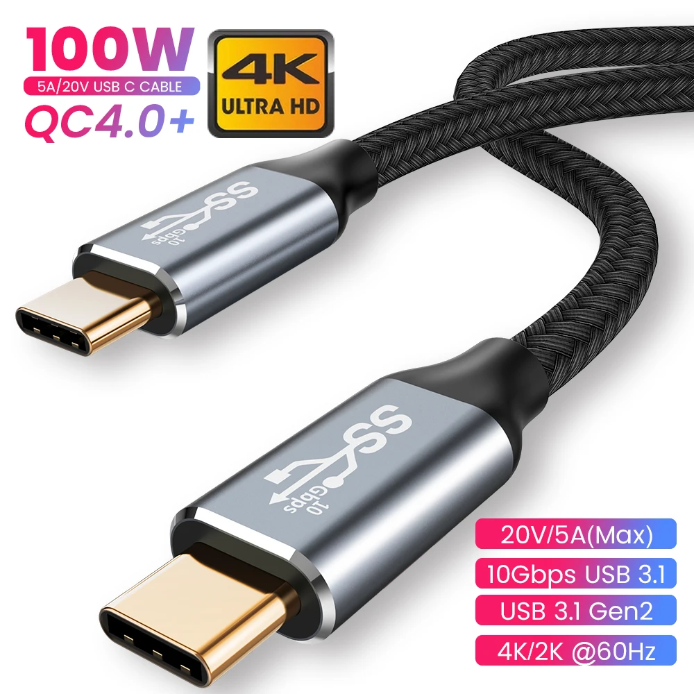 Фото Type-C3.1 Gen2 10Gb 100W USBC Type C кабель для Samsung Xiaomi Micro Cable мобильный телефон Charger USBA Type-C