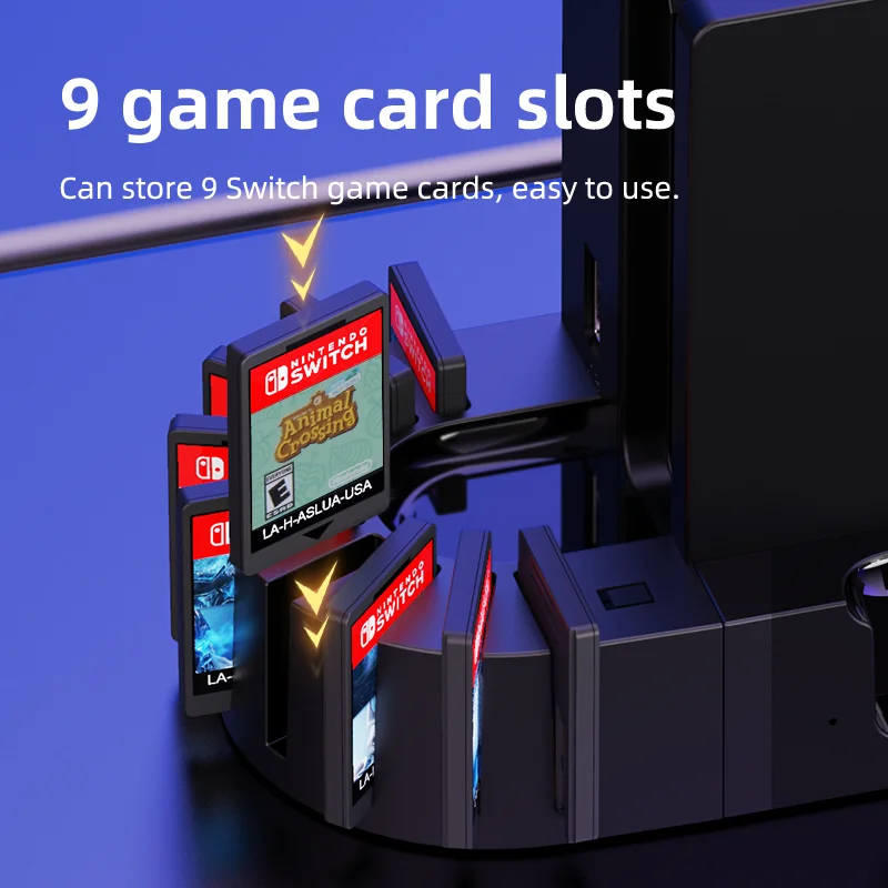 hagibis joy con controller charger stand for nintendo switch charging dock station gamepad with 9 game slots ns console holder free global shipping