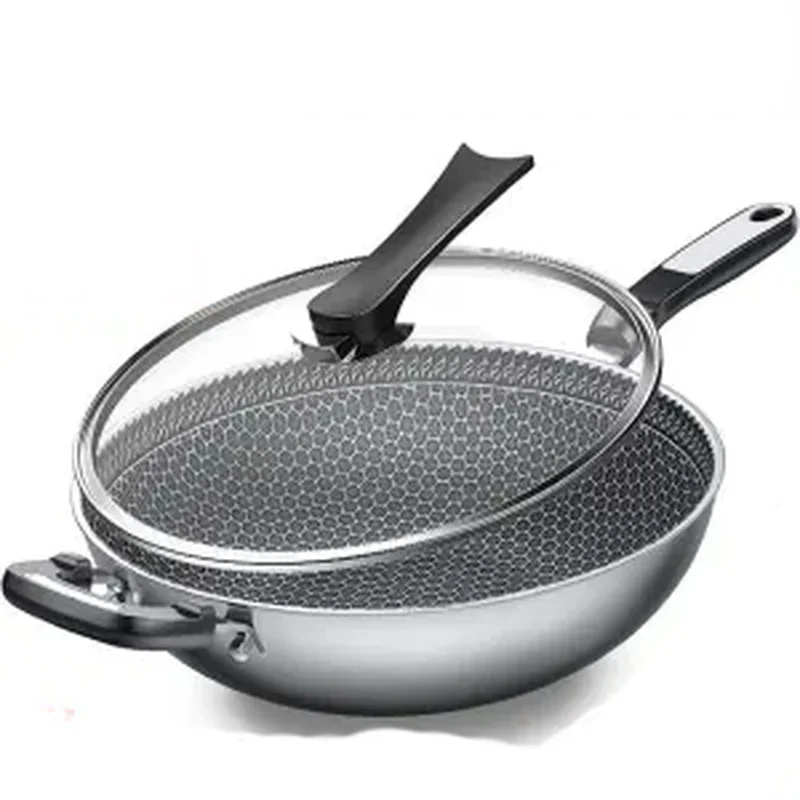 

Сковорода-ВОК из нержавеющей стали, сковорода-антипригарка, домашняя Сковорода-Вок, индукционная плита, газовая универсальная чугунная ско...