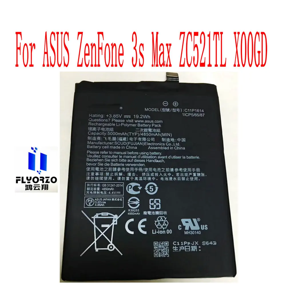 

New High Quality 5000mAh C11P1614 Battery For ASUS ZenFone 3S Max ZC521TL X00GD Mobile Phone