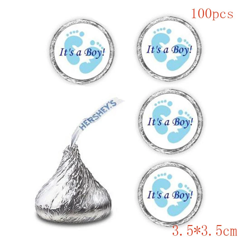 100pcs Sticker 24/100 шт. это мальчик/это девочка круглые этикетки наклейки Пол раскрыть Стикеры s для новорожденных Для вечеринки в честь рождения ребенка вечерние коробка конфет подарок - Цвет: 100pcs Sticker