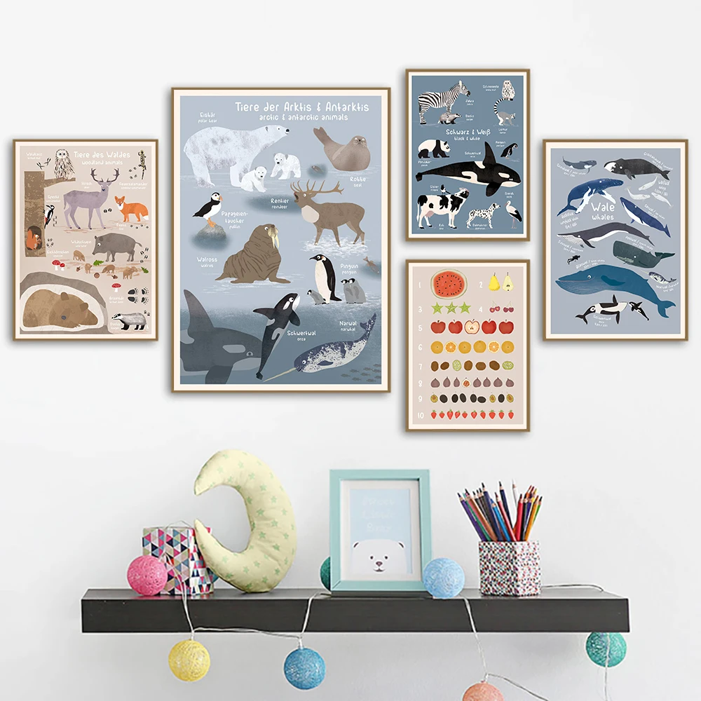 

Ocean Animals Fish Art Canvas Painting Enlightenment Nordic Posters And Prints Alphabet Number Wall Pictures For Kids Room Decor