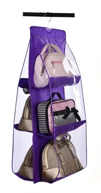 purple Нетканая сумка висячая сумка для хранения Кошелек Сумка-тоут сумка органайзер для хранения в шкафу вешалки - Цвет: purple