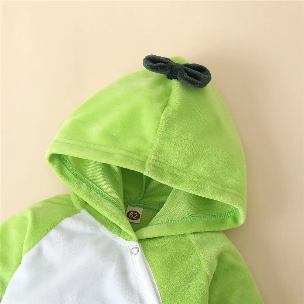 ZAFILLE Green Avocado Newborn Baby Romper Footies Hooded Bow Jumpsuit For Kids Toddler Boy Clothes Winter Girl | Детская одежда и