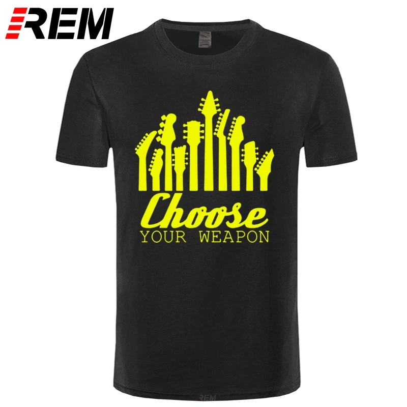 

REM Brand Clothing Men T Shirt Choose Your Weapon Mens Funny Guitar T-Shirt Electric Acoustic Bass Strings Men's Tee shirt