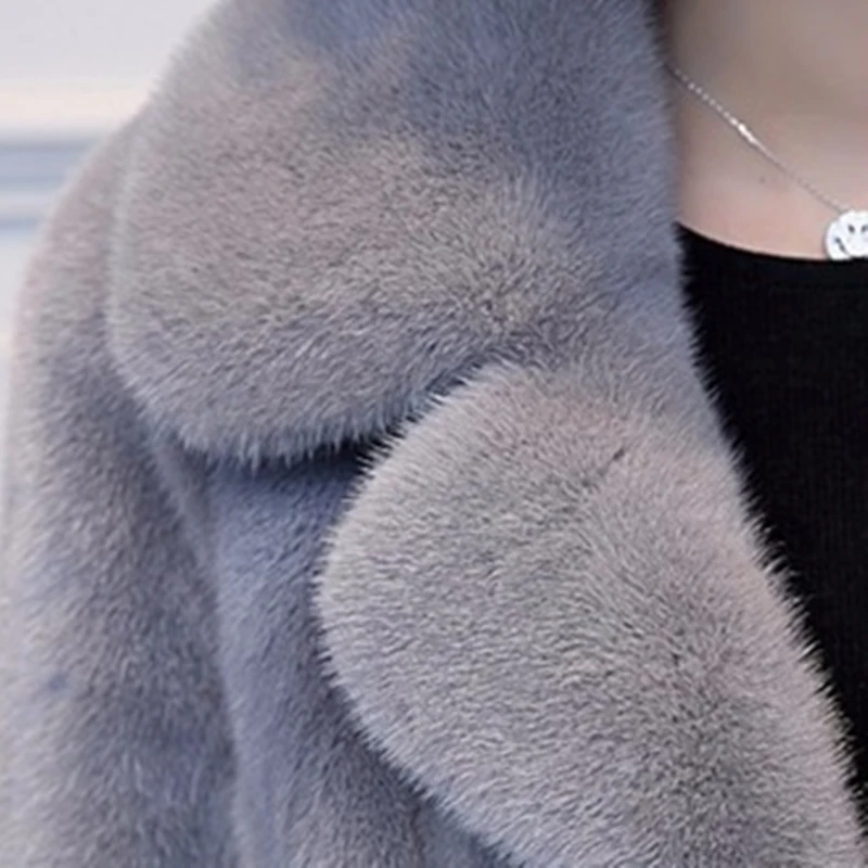 Autumn And Winter Fur Coat Women 2021 New Mid-length Thick Warm Mink Suit Temperament Ladies Jacket Faux Fur Thick Warm Slim