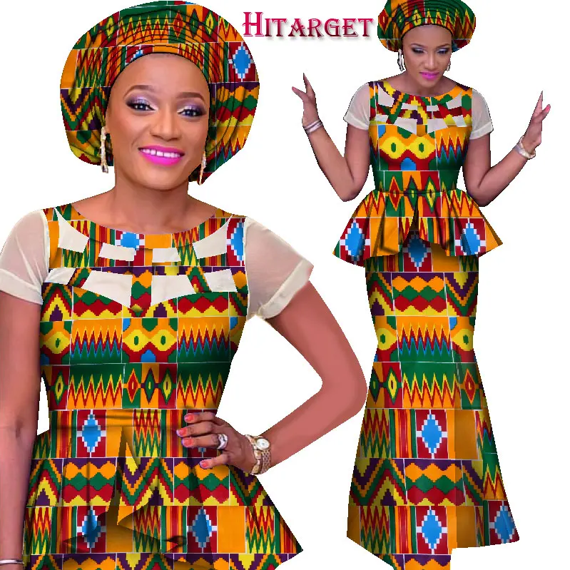 Африканские платья для женщин топы с круглым вырезом и длинная юбка африканская