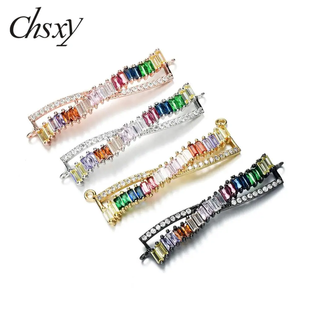 CHSXY изысканный галстук-бабочка микро выложенный Радужный Циркон латунный Шарм