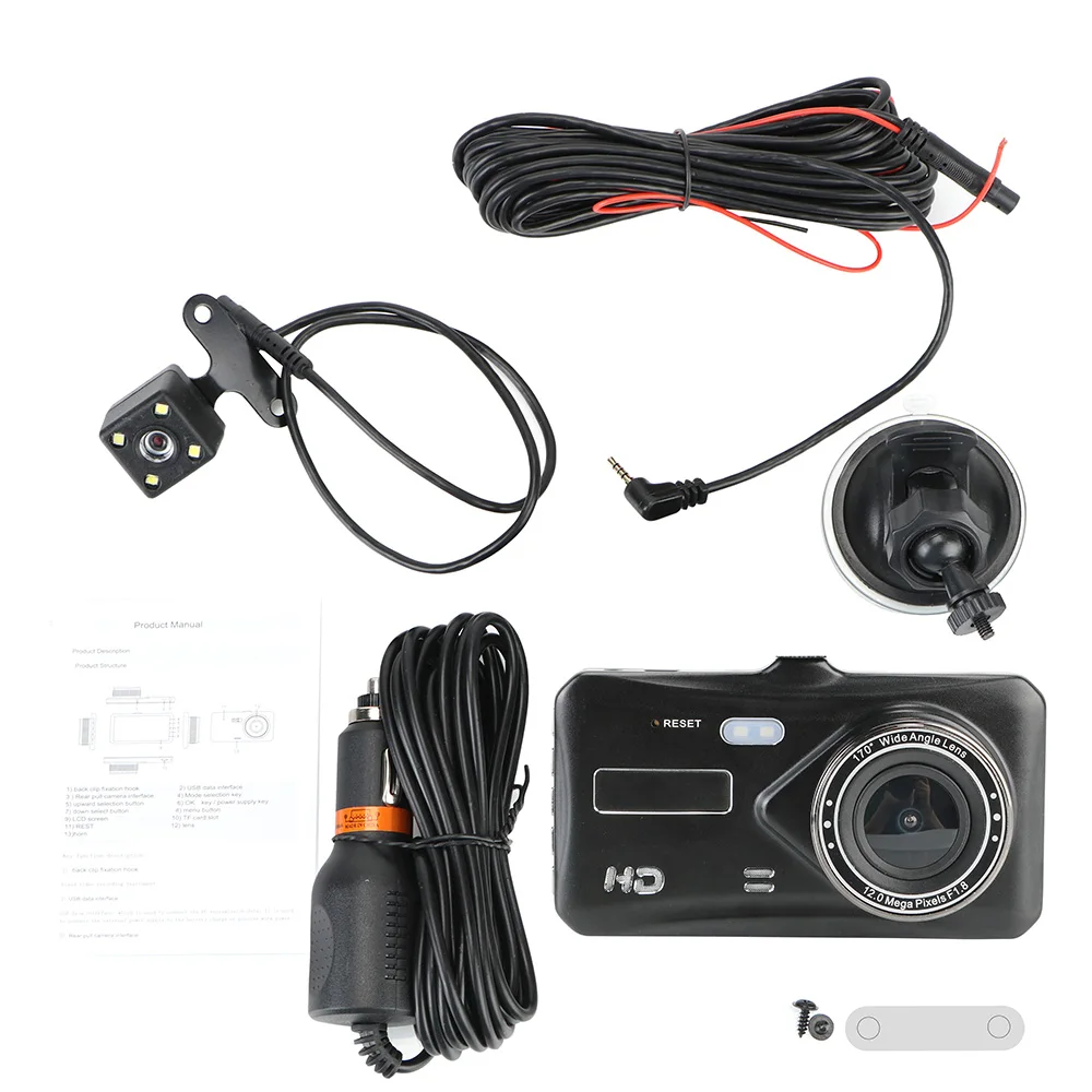 

LEEPEE Dash Cam Dual Lens 4" HD 1080P Video Recorder Camera Car DVR G-sensor WDR Auto Accessories Touch Screen Auto DashCam