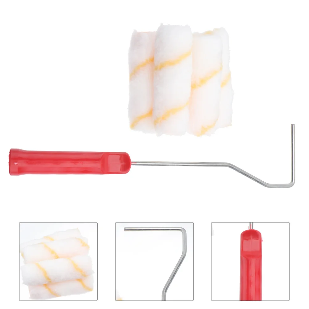 

4 Inch Multifunction DIY Wall Paint Roller Brush Set Roller Paint Brush Handle Tool 1Pc Brush with 10Pcs Roller Brush Parts for