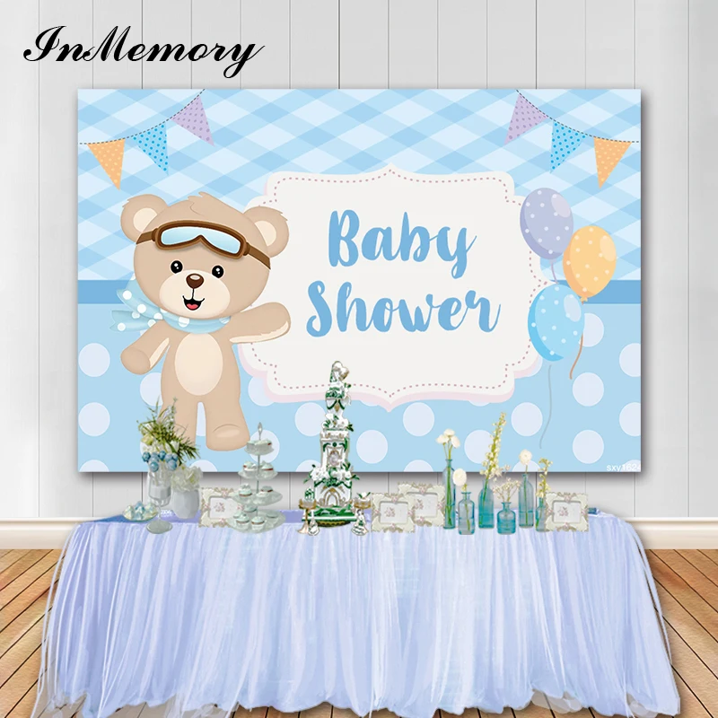 В памяти синий тема Мальчики Baby Shower Фоны Фотофон для студийной съемки с