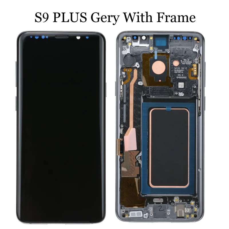 S9 Plus Gery Frame AMOLED Замена для SAMSUNG Galaxy S9 S9+ ЖК сенсорный экран дигитайзер с рамкой G960 G965 дисплей - Цвет: S9 Plus Gery Frame