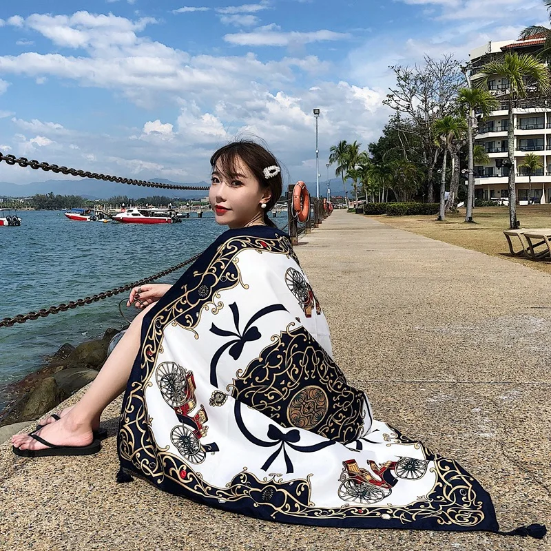 Классический роскошный брендовый женский шарф-поводок модные шелковые шарфы с