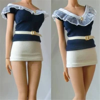 16 scale female lace neck t shirt hip skirt clothes set model toy for 12 inch female action figure in stock