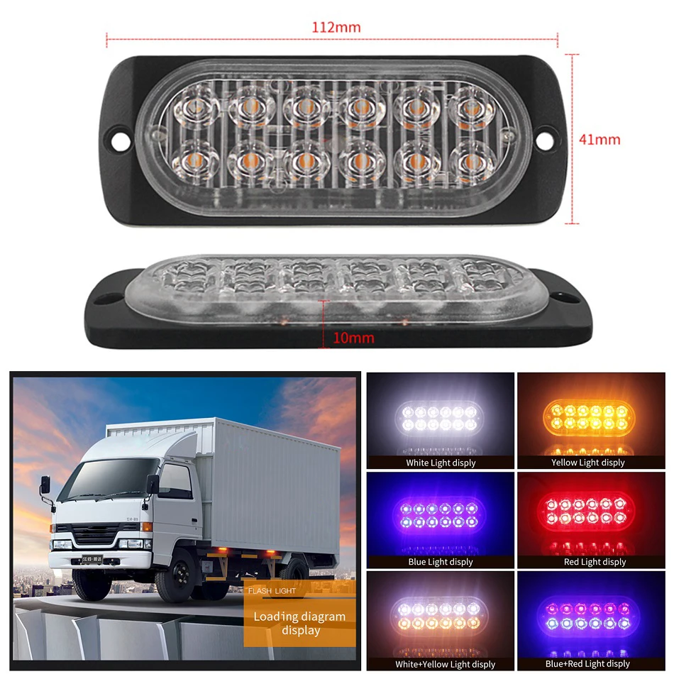 12V 24V 12LED Car Truck Emergency Warning LED Strobe Flash Light Hazard Driving DayLight Bar Police Firefighter Flashing Lamp | Автомобили