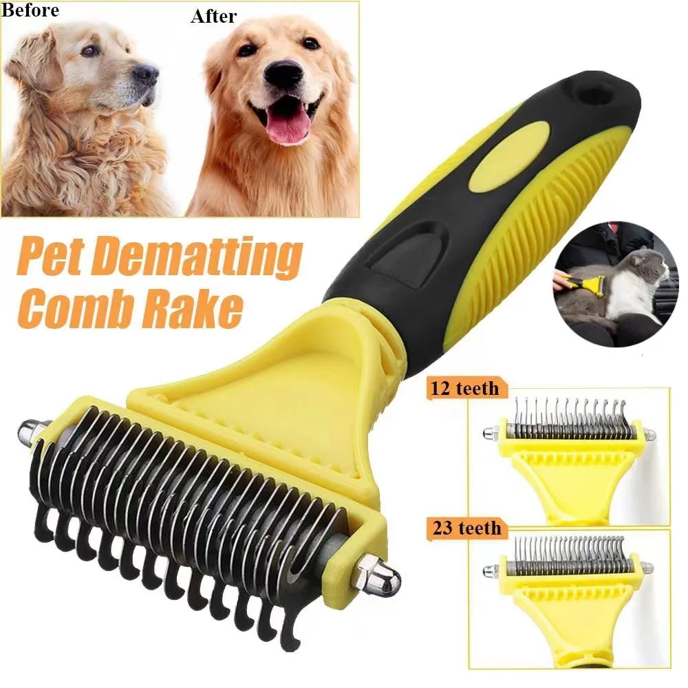 

Pet Stainless Steel Grooming Brush For Dog Cat Double-Sided Hair Removal Bottom Hair Removal Comb For Pets Peine Para Mascotas