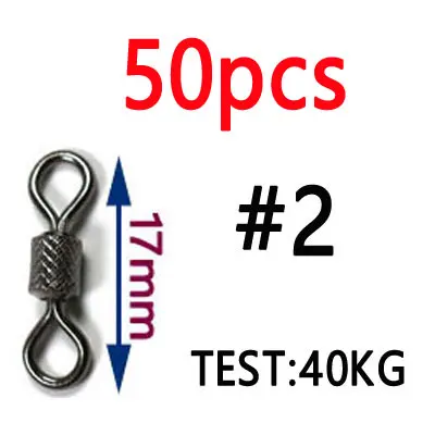 50pcs size 2 20 штук/50 шт высокое Скорость морской рыбалки тиснением прокатки «Три в одном» поворачивается на твердые кольца леска Разъем рыболовные снасти аксессуары - Цвет: 50pcs size 2