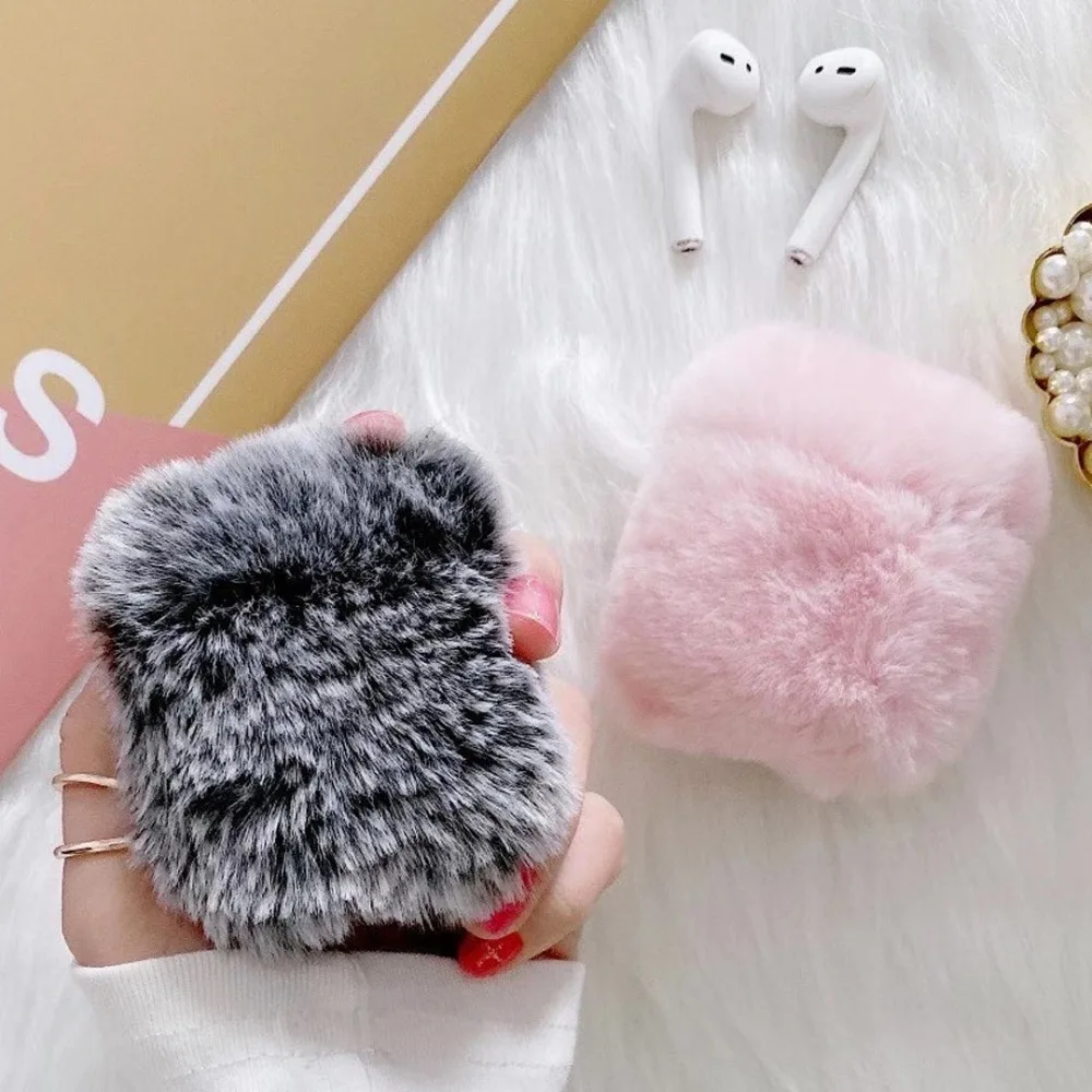 

Cartoon Rabbit Fur Earphone Cover for Apple AirPods 1/2 Bluetooth Wireless Headphone Case for Airpods 1 2 Fur Earbuds BAG