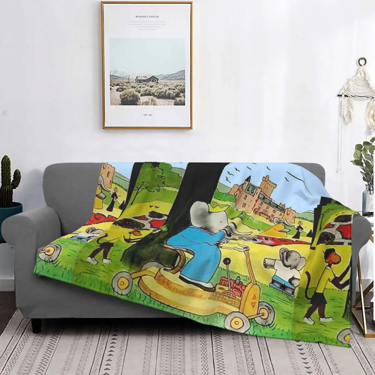 

Babar-manta térmica que cuida el parque del castillo, colcha a cuadros para cama, sofá a cuadros, manta ponderada
