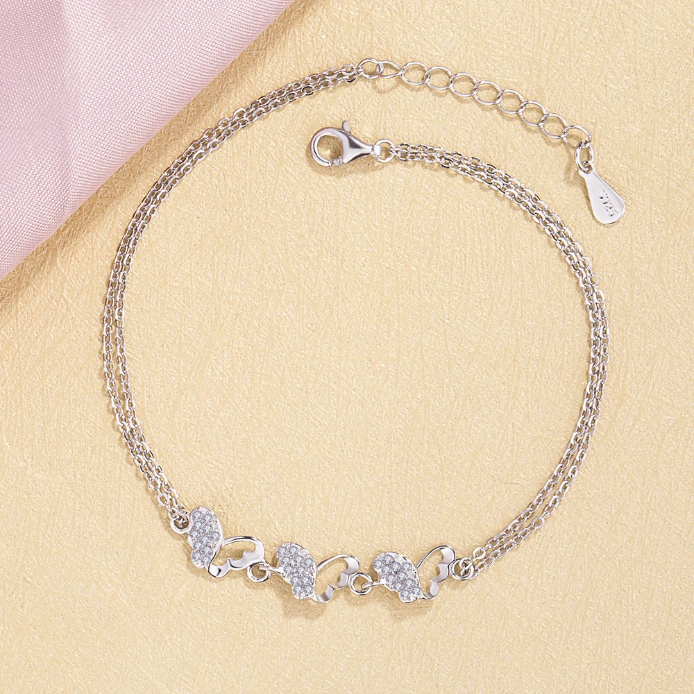 

Fashion Silver Jewelry 925 Silver Bracelet Women's Sterling Silver Butterfly Pendant Bracelet Minimalist Party Accessories