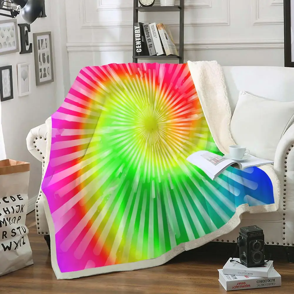 

Tie Dye Blanket Rainbow Tie Dyed Throw Blanket Sherpa Fleece Blanket Boys Girls Plush Blanket Soft Cozy Bed Sofa Blanket