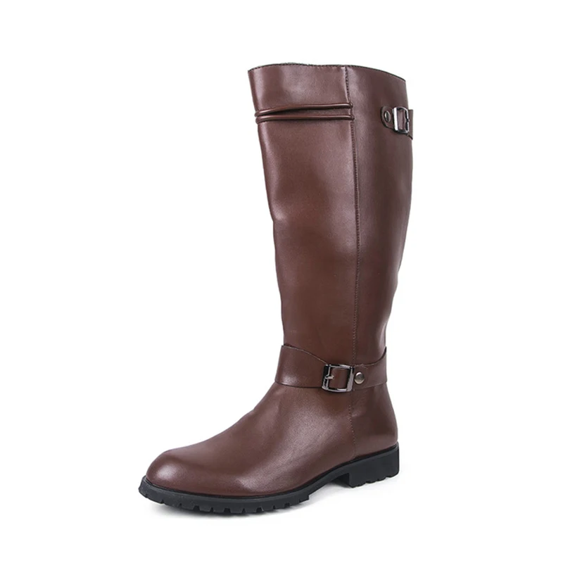 Мужские высокие сапоги Осень зима 2019 мужские до колена из искусственной кожи