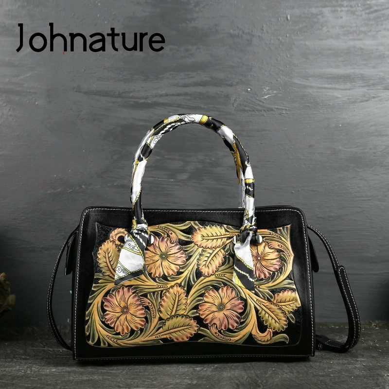 Женская сумка из натуральной кожи Johnature дизайнерская на плечо ручной работы